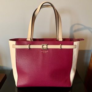 Kate Spade Maroon/Cream Tote Bag
